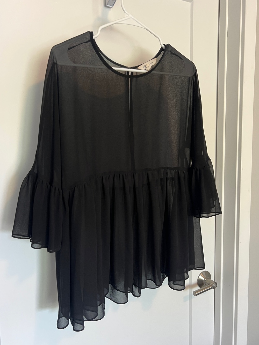 BCBG Generation Sheer Black Top